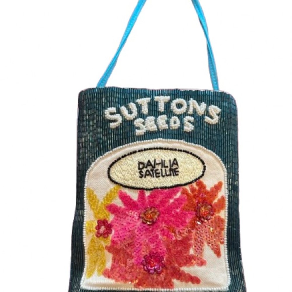 Rare Vintage Anya Hindmarch Silk Beaded 🌸 Dahlia Suttons Seeds 🌸 Purse!